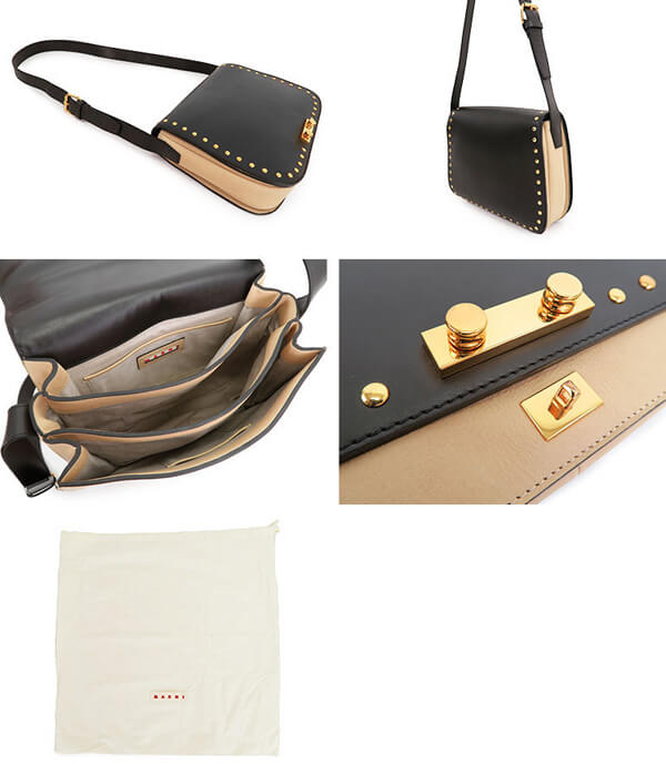 16-17AW MARNI◆マルニ バッグコピー SBMPN25QU1 LV323 レザー ショルダーバッグ 2way BK